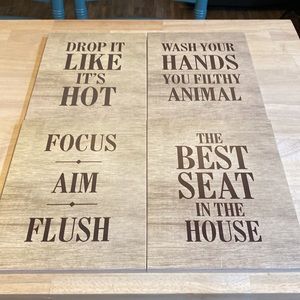 Funny Signs for Your Bathroom Set of 4